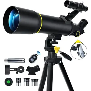 Telescope, 70mm Aperture 400mm AZ Mount Astronomical Refracting Telescopes (20x-200x) for  & Adults, Portable Travel with Tripod Phone Adapter, Remote Control, Easy to Use, Black
