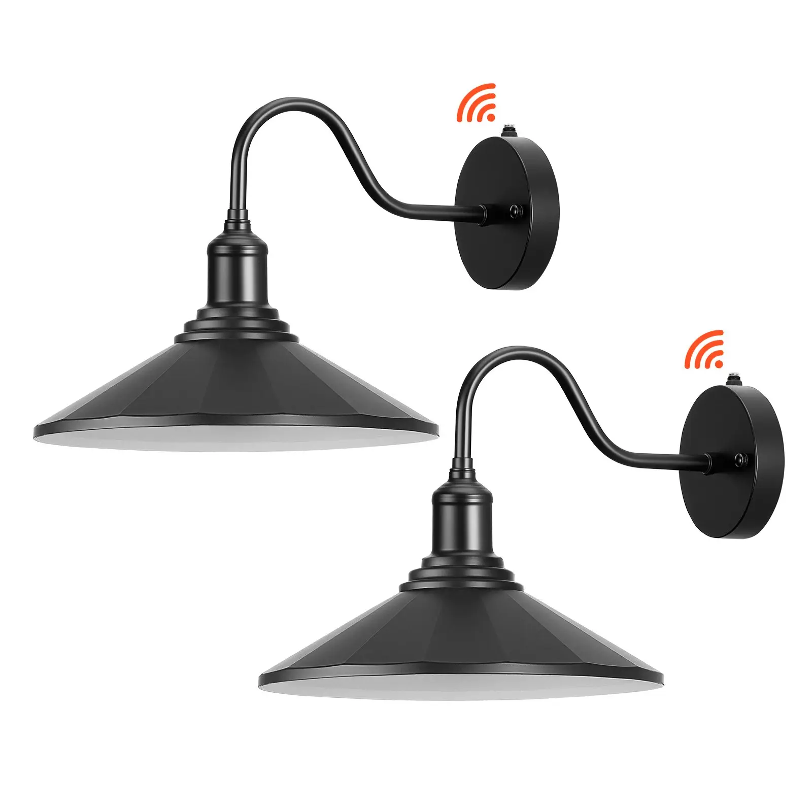 VEVOR 2-Pack Black Outdoor Wall Lights, 11.5 in Diameter Farmhouse Gooseneck Barn Light, Dusk to Dawn Rust-Resistant Exterior Wall Sconce, E26 Bulb Compatible for Porch, Entryway, Garage
