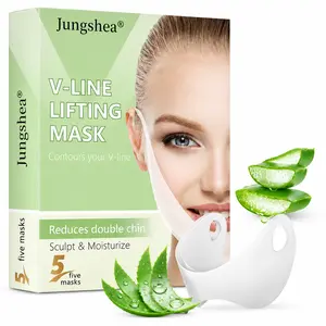 V-Line Lifting Mask, Chin & Jawline Contouring Face Mask with Aloe Vera, Hyaluronic Acid, Vitamin E & Hydrolyzed Collagen, Hydrating Facial Care, 5 Count