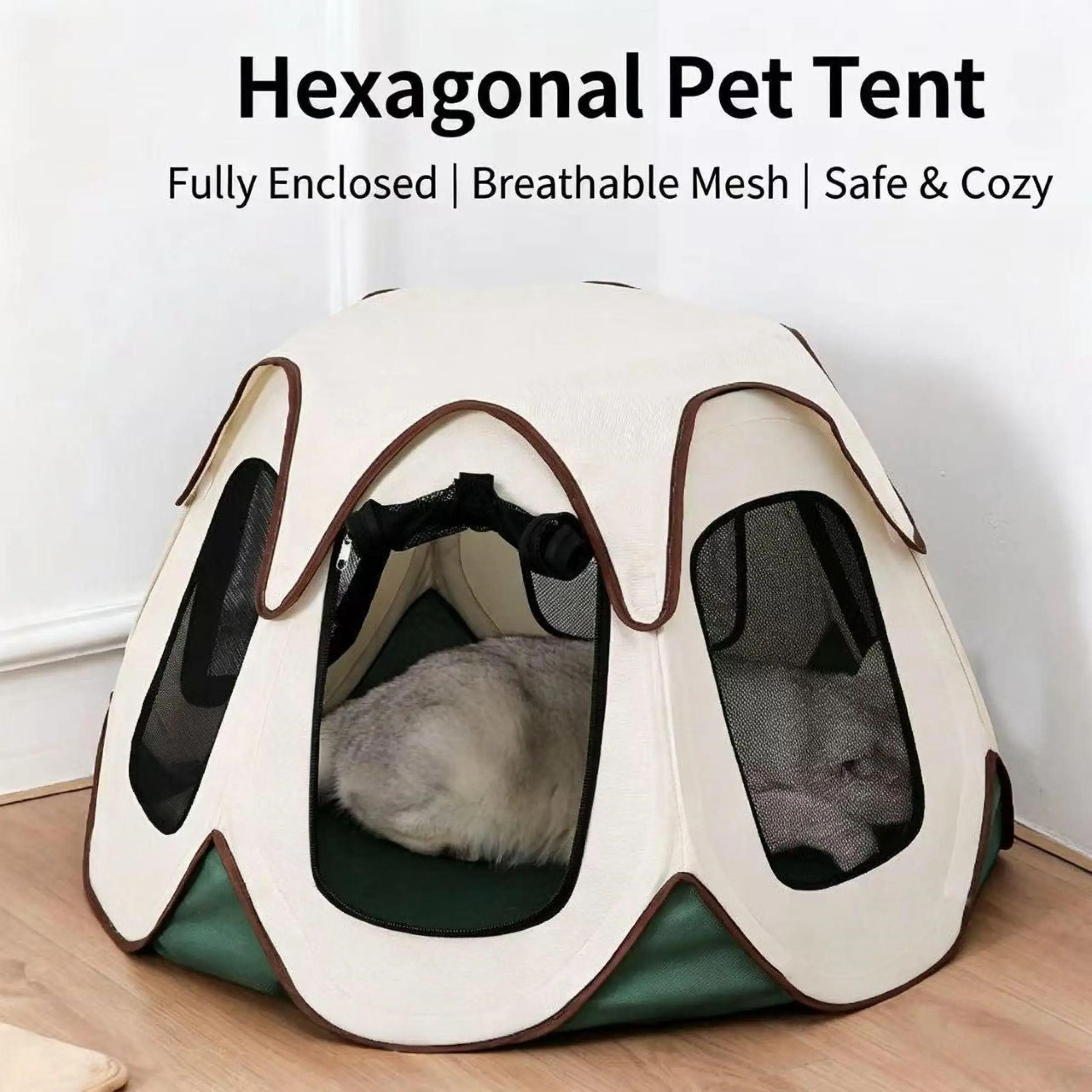 Hexagonal Pet Tent, Cat Nursery, Foldable Portable Washable Durable Oxford Fabric, All-Season Pet Bed, Suitable for Cats, House