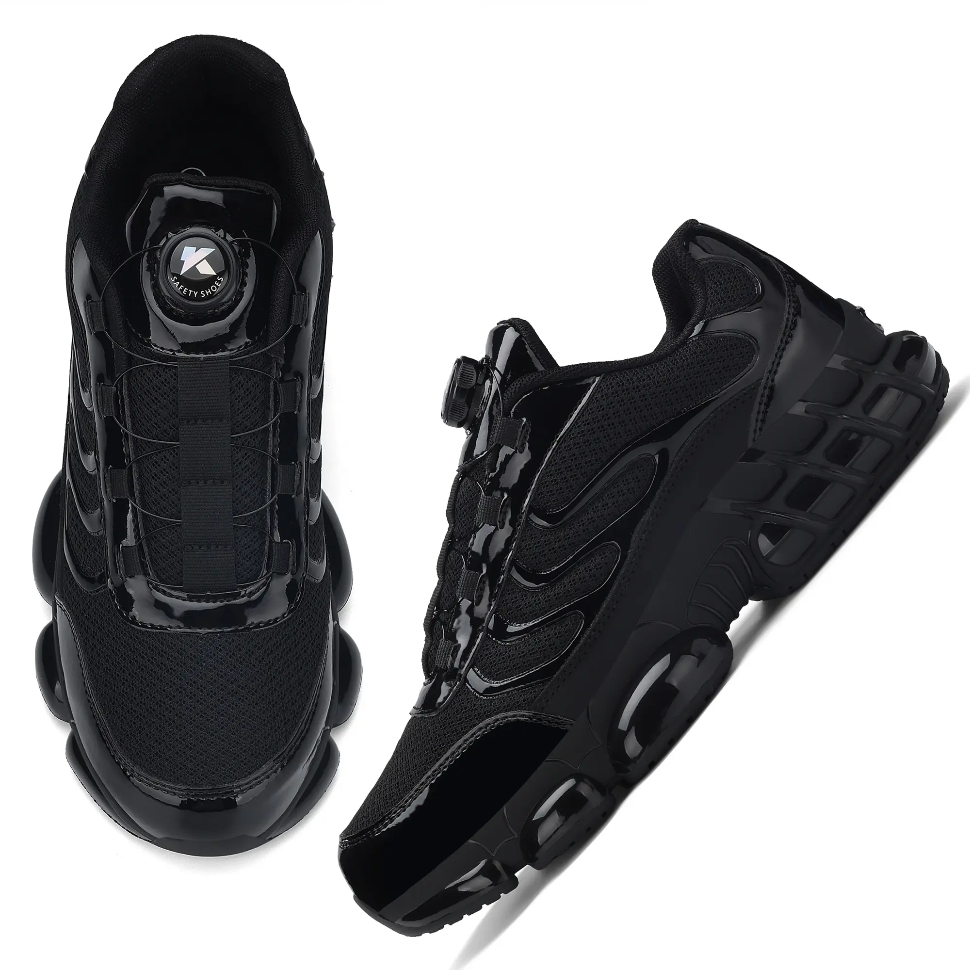 Steel Toe Safety Shoes - Slip-On Industrial work boots with Puncture Proof Toe Cap, Anti-Smash Protection & Non-Slip Rubber outsole - Shock Absorbing Cushioning, Breathable Slip-On Design for Construction, Manufacturing, Warehous