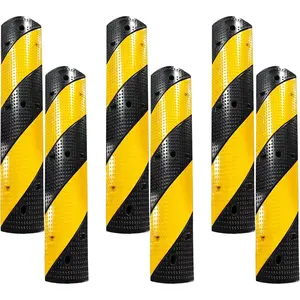 Garvee Speed Hump for Road 6 Pack 3.3FT Rubber Speed Bumps with Heavy-Duty Rubber Construction, Dual Channel Floor Cord Cover, High Visibility Design, Non-Slip Surface, and Easy Installation Modular Design