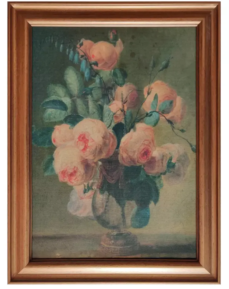 12"x16" Olive Green Antique Floral Framed Canvas Board, Vintage Botanical Wall Art for Dorm Bedroom Decor