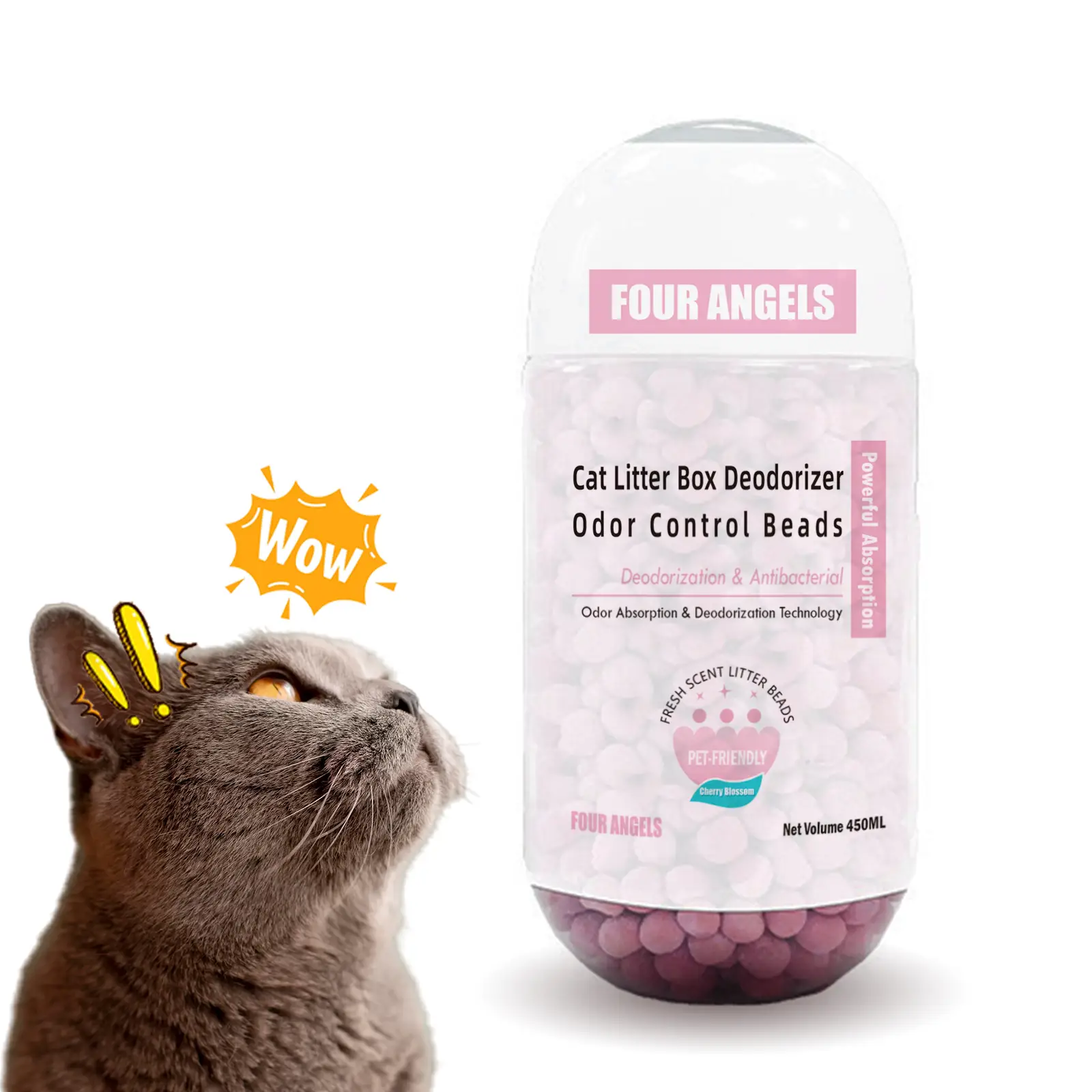 【Cat owner's choice】Four angels-Odor Control Cat Litter Deodorizing Beads,cat supplies 16OZ-MSCCZ