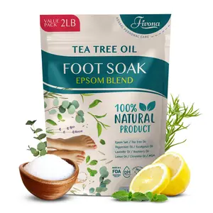 Fivona Tea Tree Foot Soak Blend 2LB - Epsom Salt and Natural Oils for Gentle Foot Spa, Healthy Toenails, Soothing Relief, Callus Softening - Pedicure Therapy for Soft, Rejuvenated Feet - Relaxing Foot Soaking