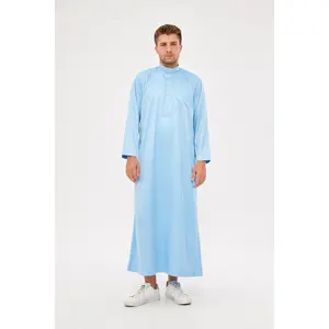 Malik Collar Thobe w/ Gold Buttons - Light Blue