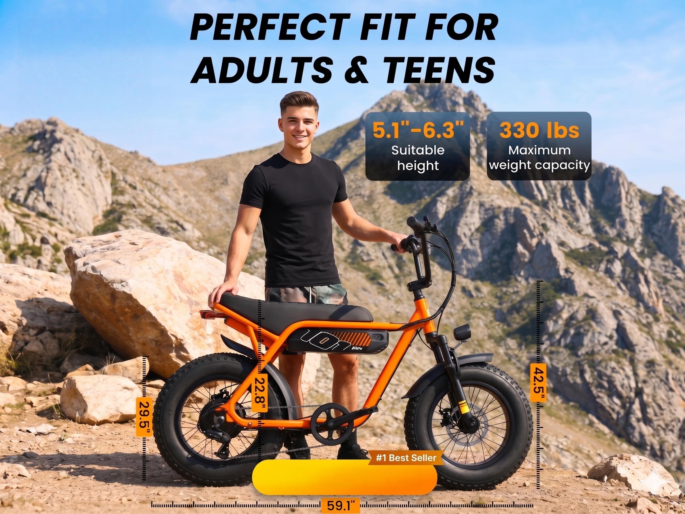 ESKUTE V101 Peak 1500W Electric Bike - 28MPH 16x4.0 Fat Tire Commuter Ebike for Back to School Haul, Youth Commuting, Birthday, Graduation | 60Mi Range (PAS 1), 48V 13Ah, 330lb Load, 7-Speed Smart NFC, All-Terrain Off-Road ESKUTE V101 Peak 1500W Electric Bike - 28MPH 16x4.0 Fat Tire Commuter Ebike for Back to School Haul, Youth Commuting, Birthday, Graduation | 60Mi Range (PAS 1), 48V 13Ah, 330lb Load, 7-Speed Smart NFC, All-Terrain Off-Road