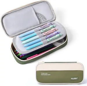 Aen Art Pencil Pouch, Big Capacity Waterproof Pencil Case, Sturdy Stationery Pen Bag for Students Teens Adults (Green)