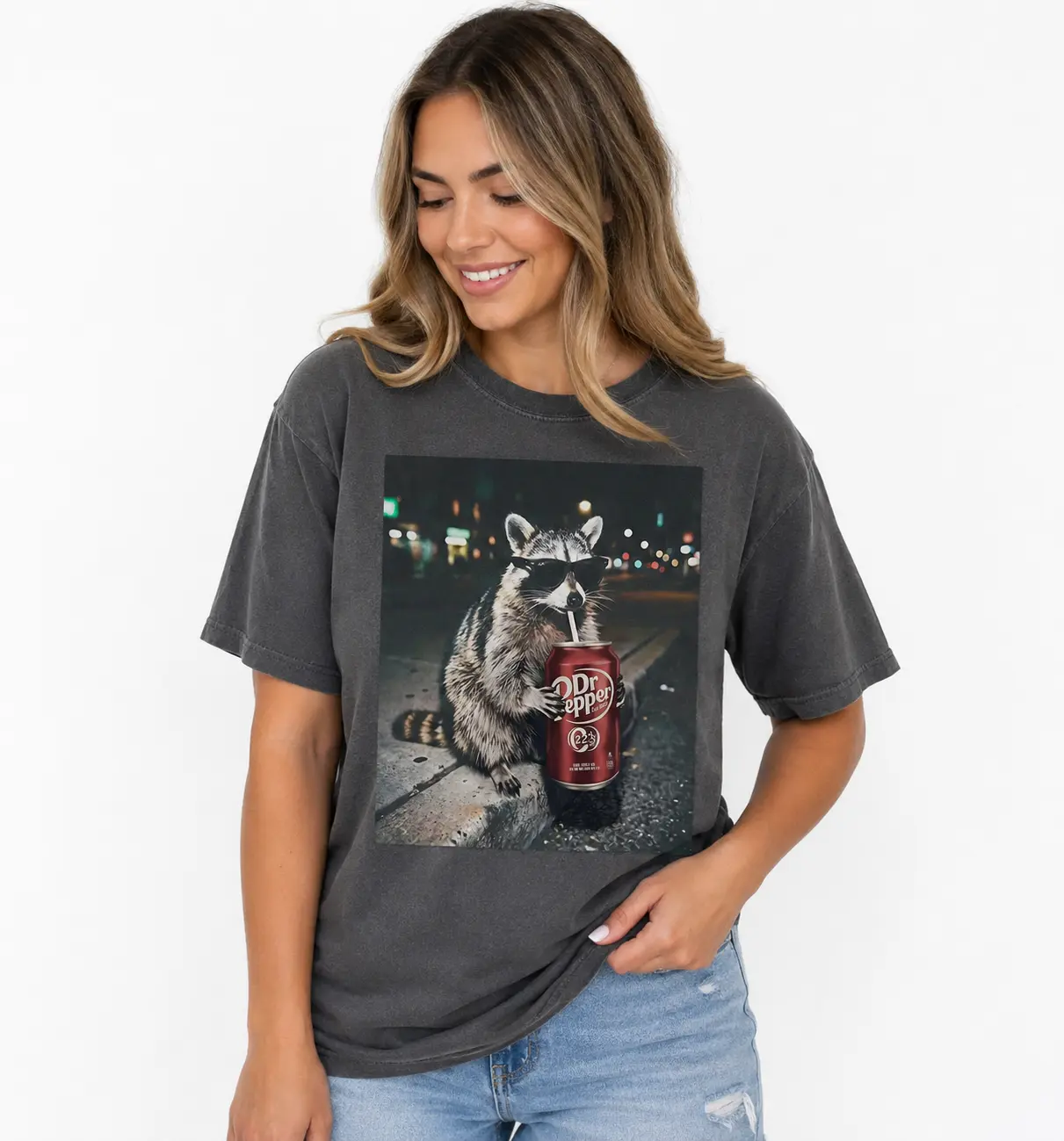 Cool Raccoon Graphic Comfort Colors Tee, Fun Animal Lover Shirt, Vintage Raccoons Dr Pepperr shirt, Funny Meme Genz Dank Raccoons Gifts