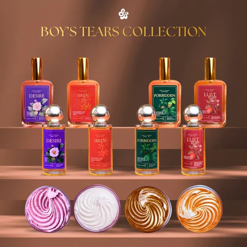 The Skincare Bakery Boy's Tears Collection Body Butters Body Oils Perfumes