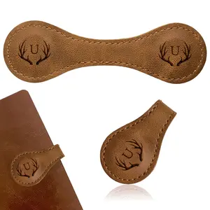 Personalized Magnetic Leather Bookmark, 26 Letters Leather Bookmarks, Handmade, Multi-Functional, Cute Leather Magnetic Bookmark for Book Lovers Readers Women Kid, Book Accessories (Light Brown)