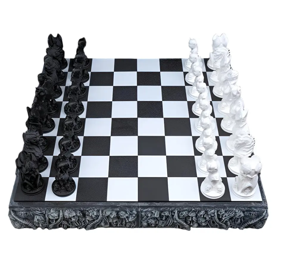 Elegant Chess Set for Display or Play,Personalized Chess Set,Unique 3D Printed Chess Set,Perfect for Home Decor or Gif, Demonic , Demon
