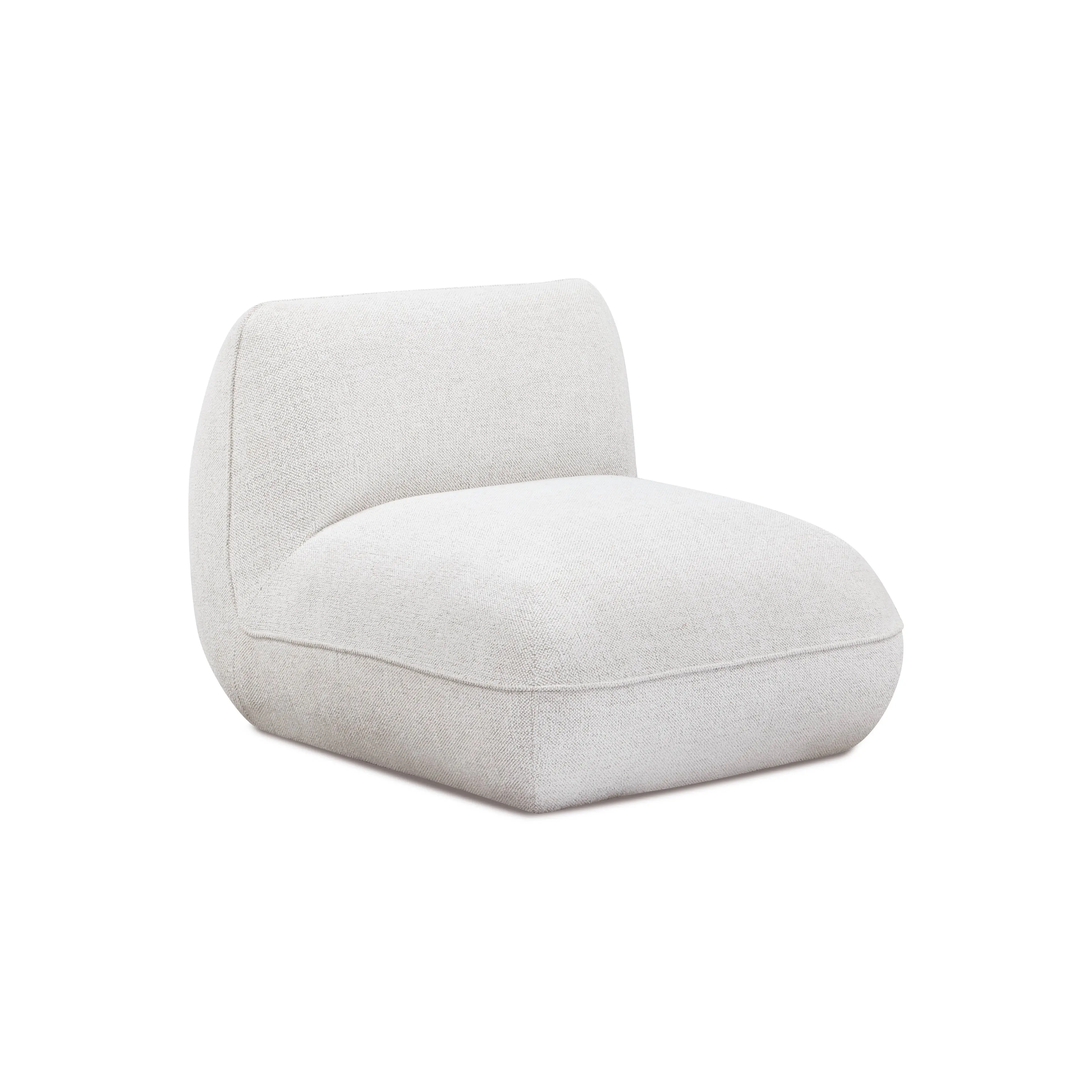 Arezza Stone White Contract-Grade Basketweave Chenille Armless Chair