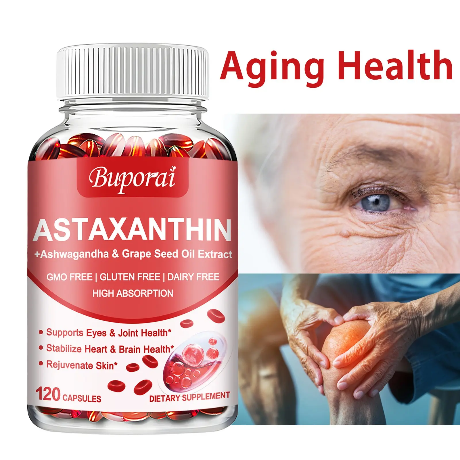 Astaxanthin 24mg Capsules for Heart & Cardiovascular Health, Antioxidant Support with Organic Coconut Oil, 60 Capsules