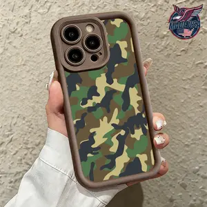 Cool Green Camo Camouflage Aesthetic Pattern for iPhone 17 16 15 14 Pro Max 13 12 11 Air XR XS Plus Slim Shockproof Protective TPU Case