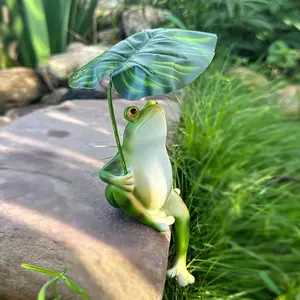 Frog Statue for Garden, Green Frog Figurine for Outdoor Decor Yard and Garden Decoration  Sculpture - Umbrella