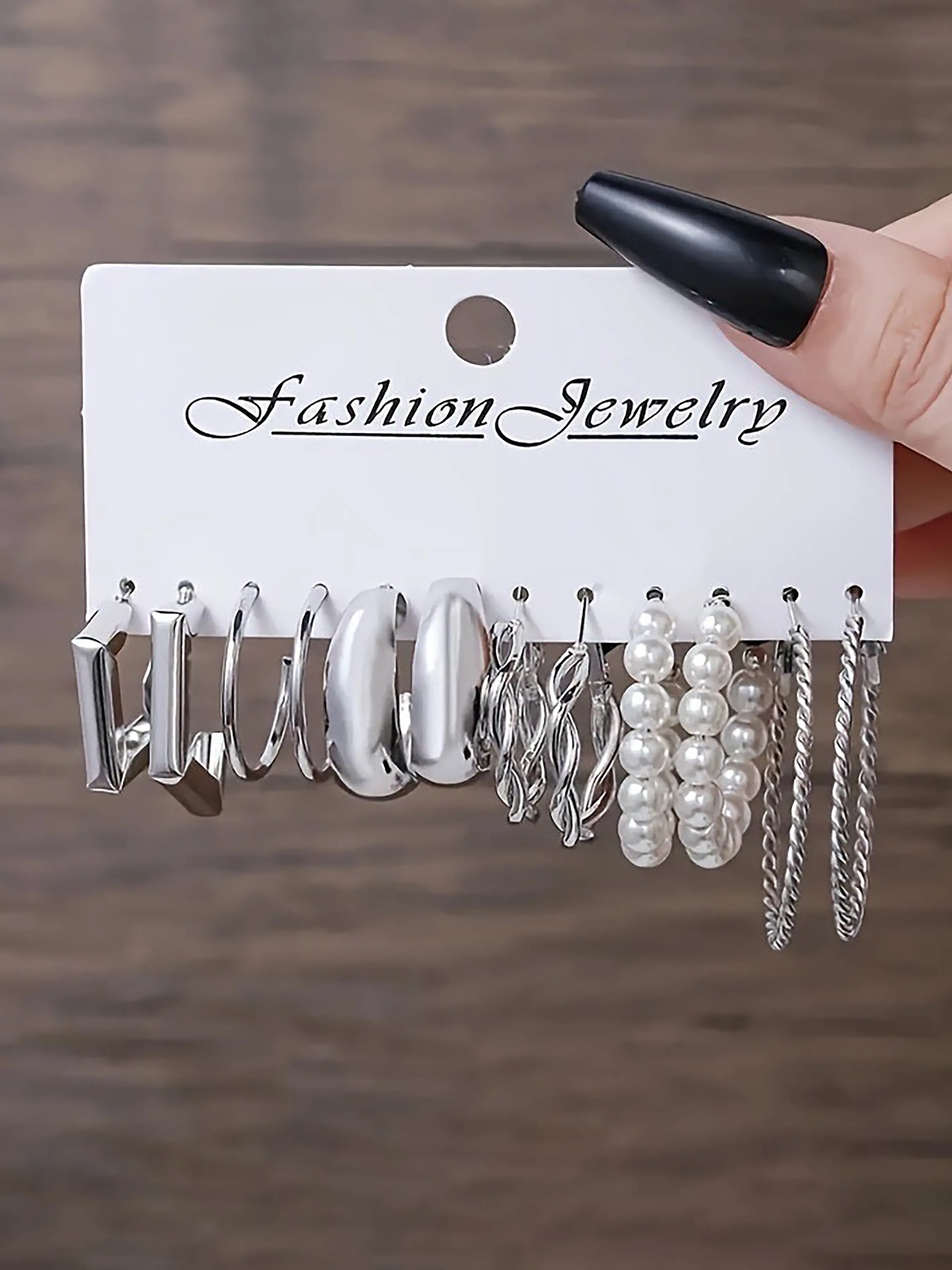 Silver Color Faux Pearl Alloy Earrings Set, Fashion Earrings, Trendy Jewelry, Earring Stack, 12pcs-24pcs, Ring Design, Four Leaf Clover, Hypoallergenic, Daily Wear, Flower Pattern, Hoop Earring Sets