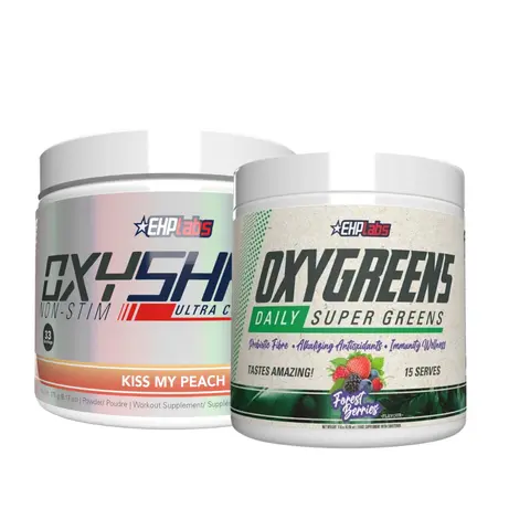 EHPlabs Nap Time Stack – OxyShred Non-Stim Caffeine-Free Pre-Workout + OxyGreens Super Greens | Train Any Time, Daily Greens