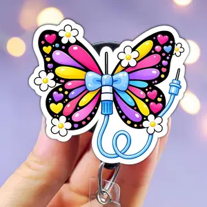 Butterfly IV Phlebotomy Badge Reel, Lab Badge Holder, Phlebotomy Badge Swivel Spring Clip