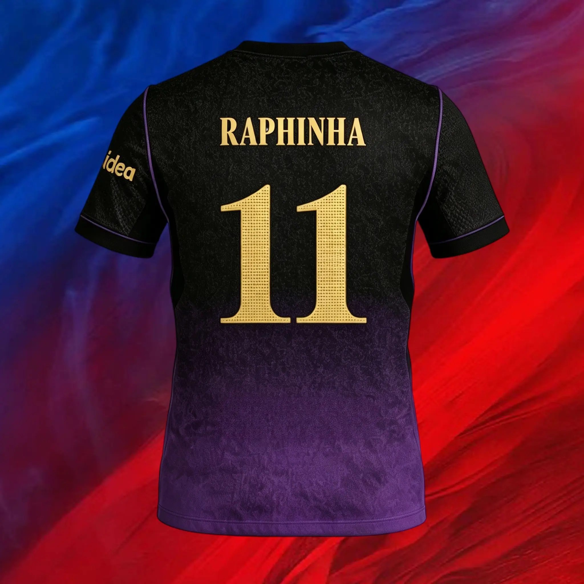 11# Raphinha 26 27 Season Away Short Sleeve Soccer Jersey Fans Version Black Purple