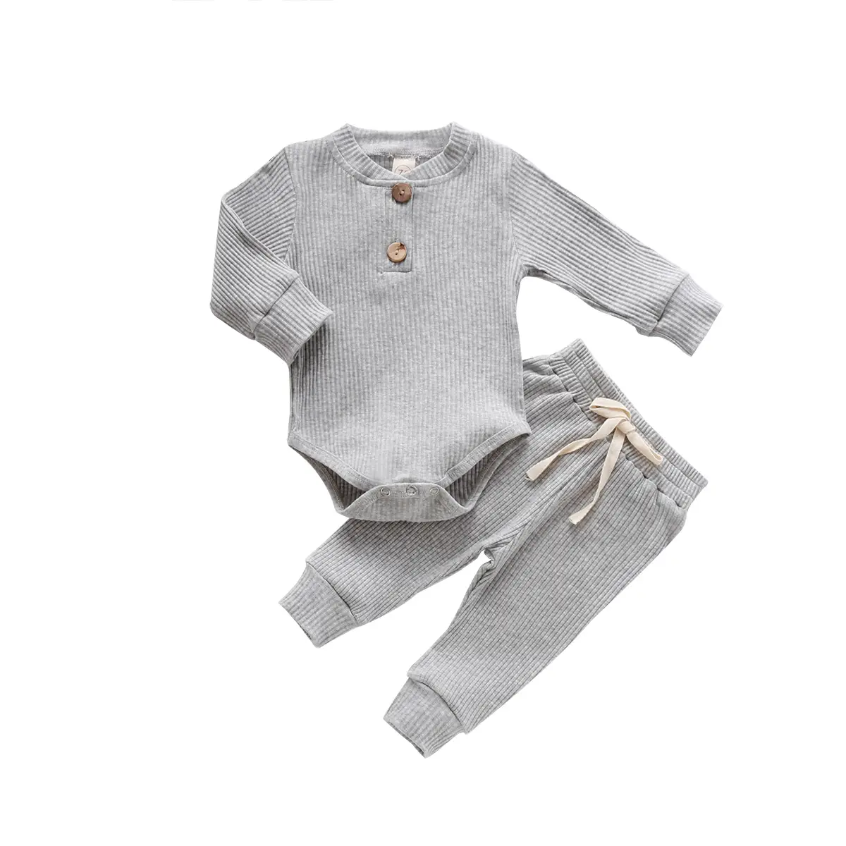 LAGKIYOJ Newborn Baby Girls/Boys Clothes Outfits, Long Sleeve Ribbed Knit Cotton Romper Bodysuit+Long Pants Set Infant Spring Fall Winter Coming Home
