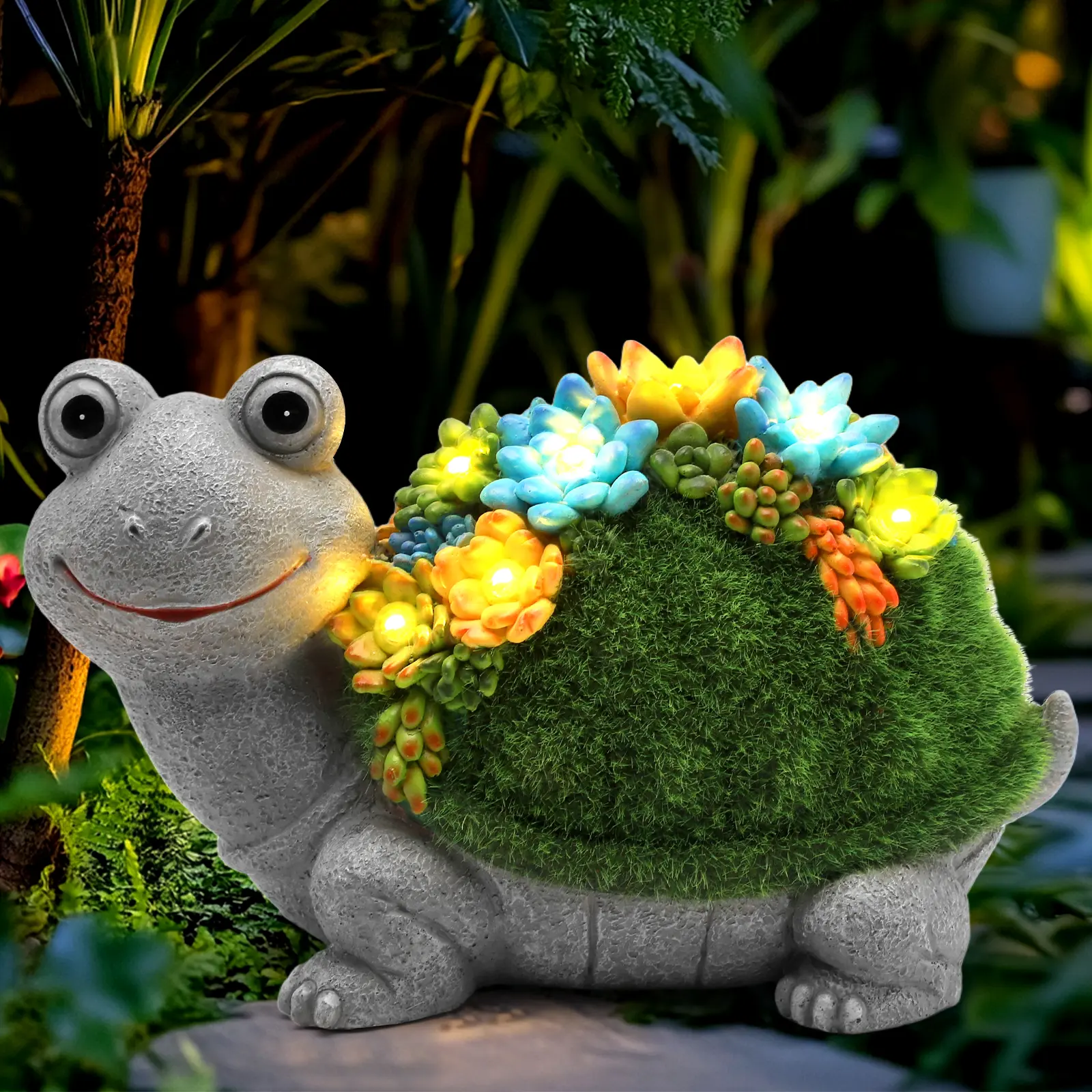 Solar Turtle Garden Statue, Outdoor Resin Craft with Solar Lights, Home Decor Accessory Suitable for Gardens, Courtyard Paths, Housewarming & Gardening Gifts