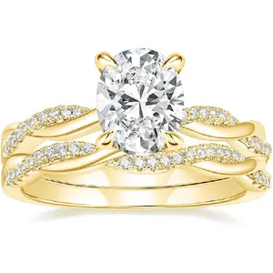 3ct Engagement Rings for Women Oval Cut Bridal Ring Sets Cubic Zirconia Wedding Band Twisting Infinity Pave Set Size 4-12