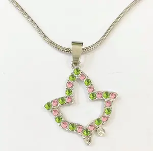 Ivy Leaf Necklace Pink and Green Alpha Kappa Alpha Sorority Inspired