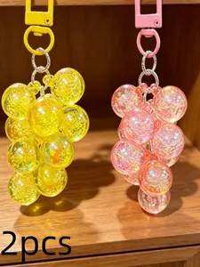 Grape Keychains, Creative Cute Bubble Jelly Grape Cluster Keychain Emulational Fruit Car Key Students' School Bag Pendant Gift