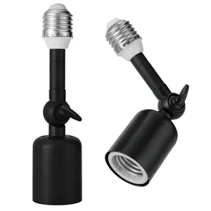Heavy Duty Light Socket Extender, 360° Adjustable E26/E27 Extension Adapter for High Power Bulbs, Security Cameras & Fans, Outdoor/Indoor
