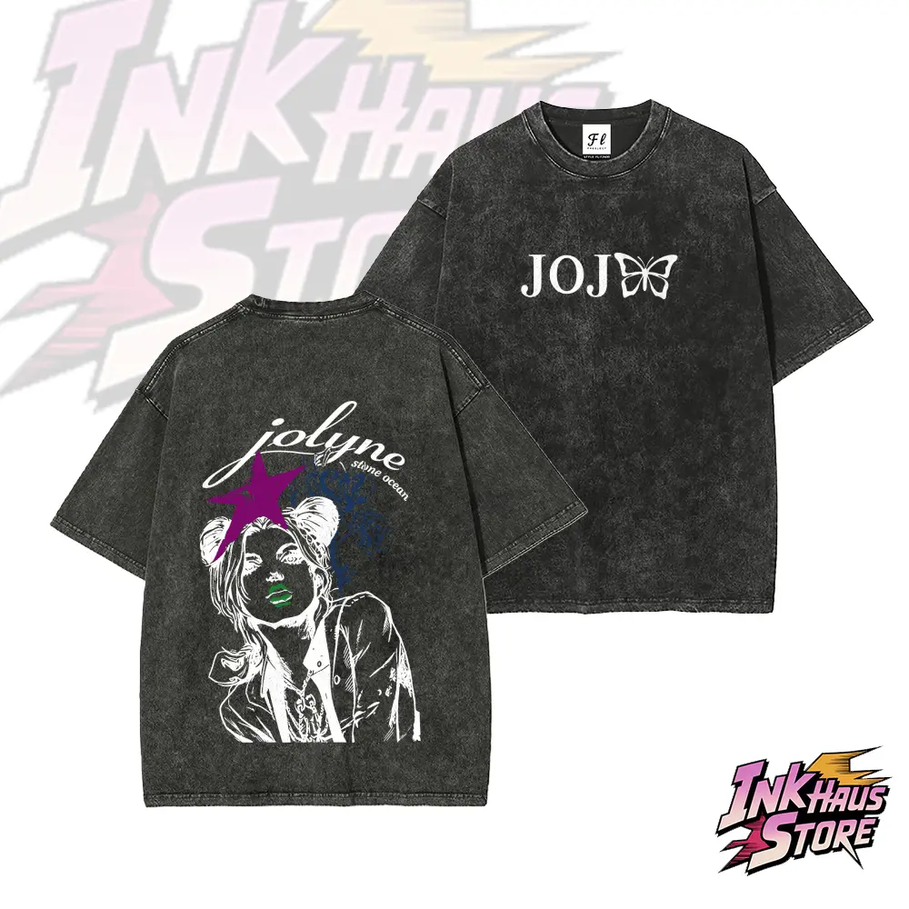 JOJO Part 6 Stone Ocean Jolyne Cujoh Print --Short Sleeve Cotton Unisex Retro wash Tee