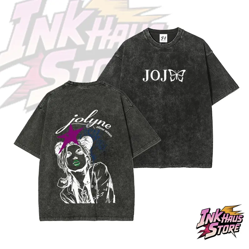 JOJO Part 6 Stone Ocean Jolyne Cujoh Print --Short Sleeve Cotton Unisex Retro wash Tee