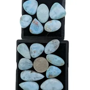 Larimar Cabochon Mix Shape Natural Blue Gemstones for Jewelry Making and Collecting