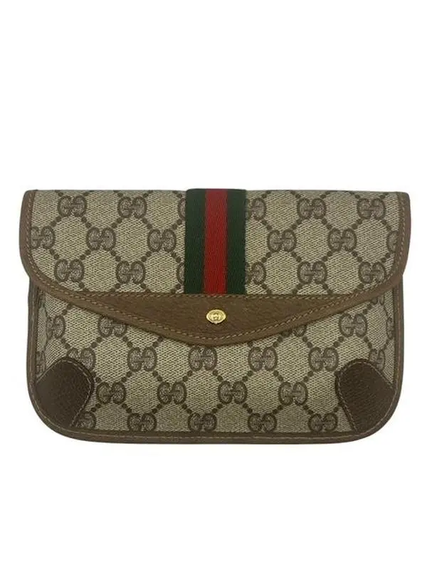 Pre-owned GUCCI Canvas Pouch Coated Sherry Line Pouch/Belt Bag/Crossbody Perfect For Daily Use