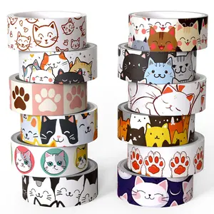 Cute Cat Series Paper Tape Set, 12 Rolls Cute Kitty Decorative Tape, Cat Scratch Theme Adhesive Tape for Parties, Scrapbooking, DIY Crafts, Gift Wrapping