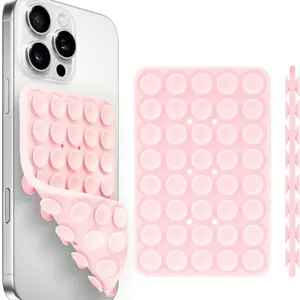 Silicone Suction Cup Phone Mount - Upgraded 40-Cup Hands-Free Phone Holder for Mirror, Glass, Tile & Smooth Case, Reusable Selfie Grip Pad for Gym, Filming & GRWM