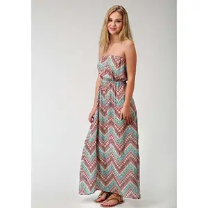 Women's Roper Aztec Chevron Print Rayon Dress w/ Elastic