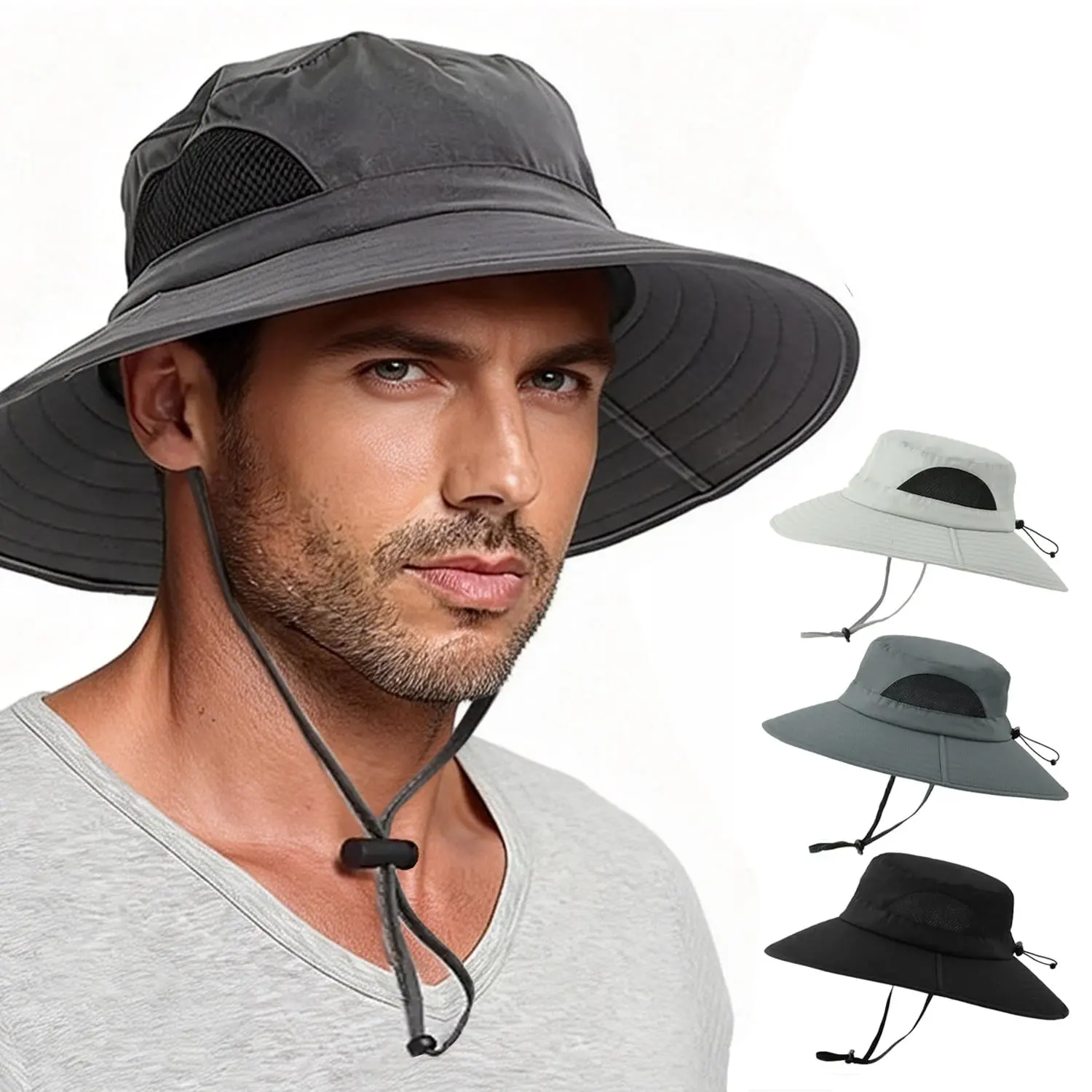 HOMEYA Waterproof Sun Bucket Hat for Men Women,  UPF 50+, UV Protection Packable Brimmed Boonie Hat for Fishing Hiking Outdoor Cap