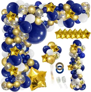 148 count Navy Blue  Balloon Arch Garland, Royal Blue White Metallic  Confetti Balloons for  Shower Wedding Birthday Anniversary Party Graduation Decoration