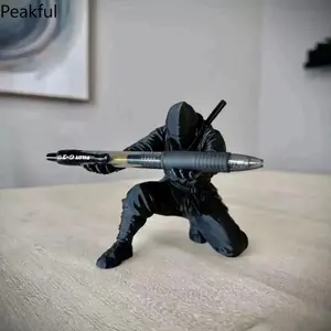Creative Ninja Style Pen Holder, Popular 3D Printed Samurai Desktop Decor, Edgy modern desk organizer holding pens and pencils, exquisite 3D craft & eye-catching silhouette, great for office workstation and birthday gifts for male friends