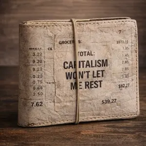 "Dirty Receipt" Wallet - Unique Design with Capitalism Won't Let Me Rest Text, Ideal for Everyday Use