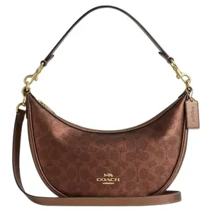 Coach Aria 26 Medium Shoulder Bag with Silver Hardware and Iridescent Print in Copper for Women