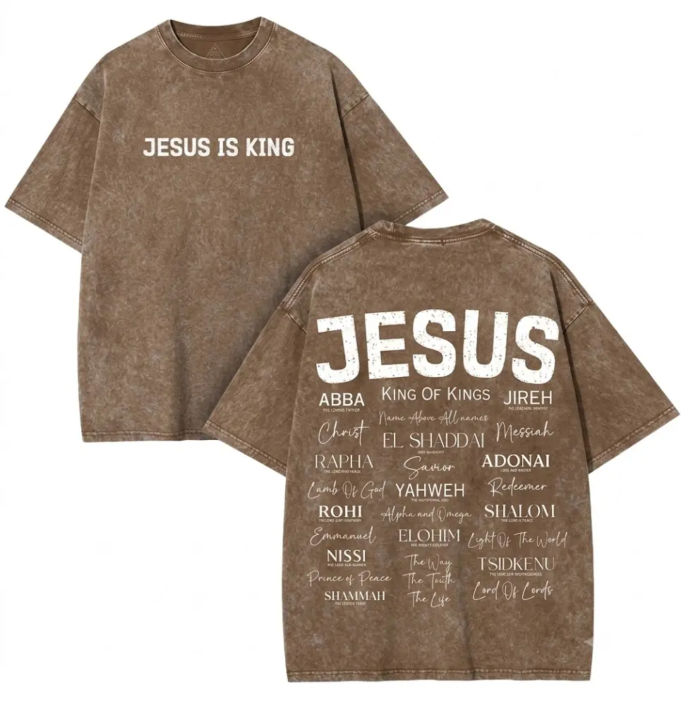 Vintage acid wash oversized tee jesus is king christian graphic t shirt names of god typography y2k retro streetwear faithcore heavyweight cotton casual summer top unisex religion bible verse pump cover gym apparel trendy outfit viral
