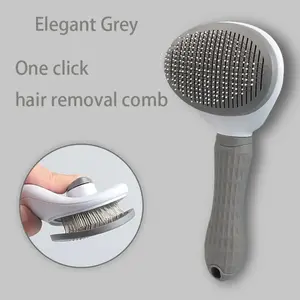 Pet Grooming Brush One Click Hair Release Deshedding Brush for Dogs Cats Self Cleaning Slicker Brush Gentle Dematting Brush for Long Short Hair Pet Hair Remover Reducing Shedding Home