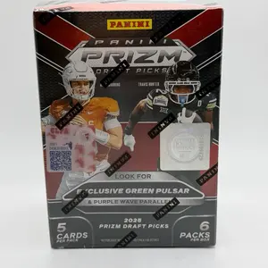 Panini 2025 Prizm Football Draft Picks - 6 Packs - 30 Cards per Box - Exclusive Green Pulsar & Purple Wave Parallels