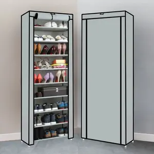 10-Tier 9-Compartment Sturdy Tall Shoe Rack for Bedroom & Entrance, Vertical Shoe Storage Holds 18-22 Pairs, Dustproof Organizer for Home & Dorm