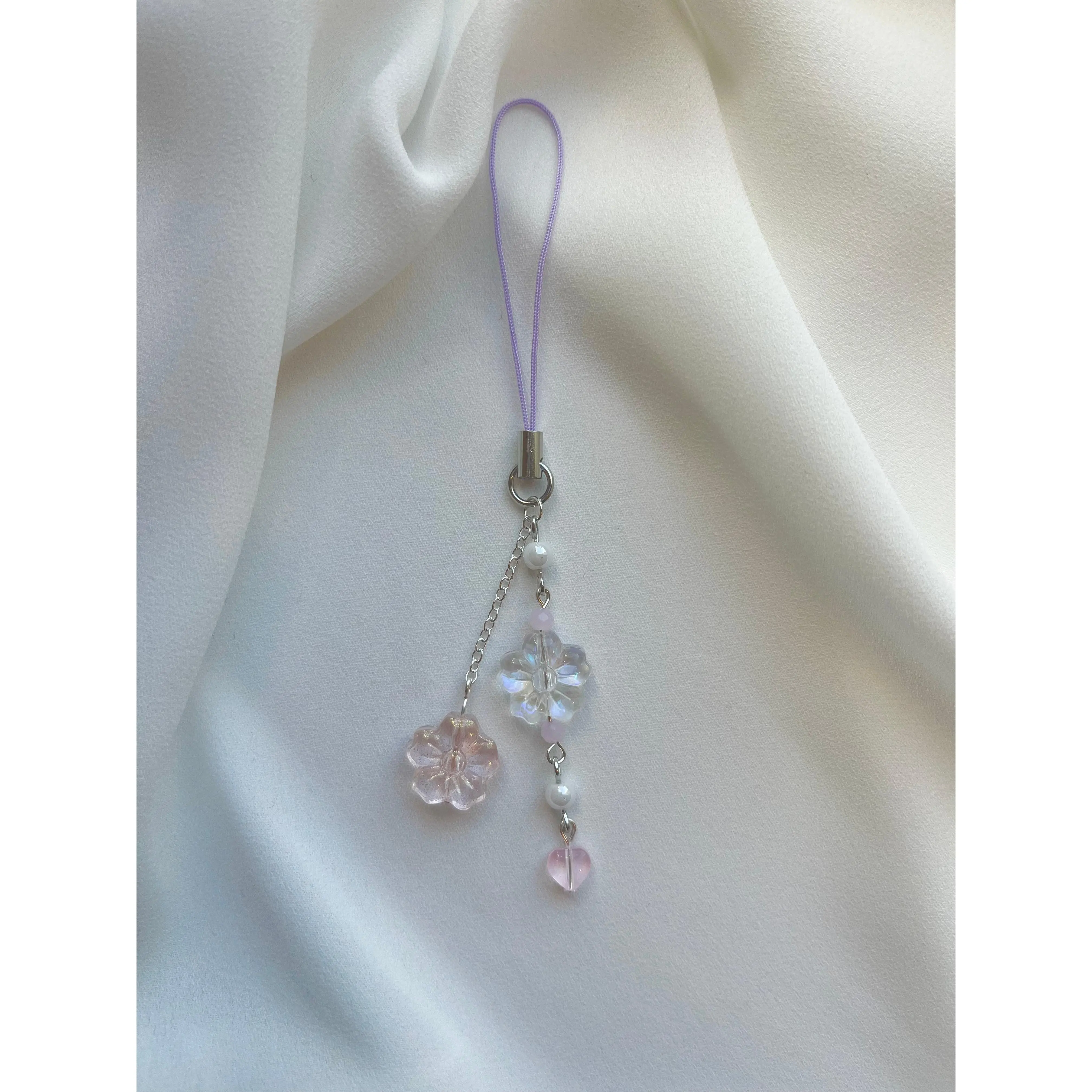 Sakura Bloom Phone Charm - Handmade Metal Design for Smartphones and Cellphones with Colorful Accents
