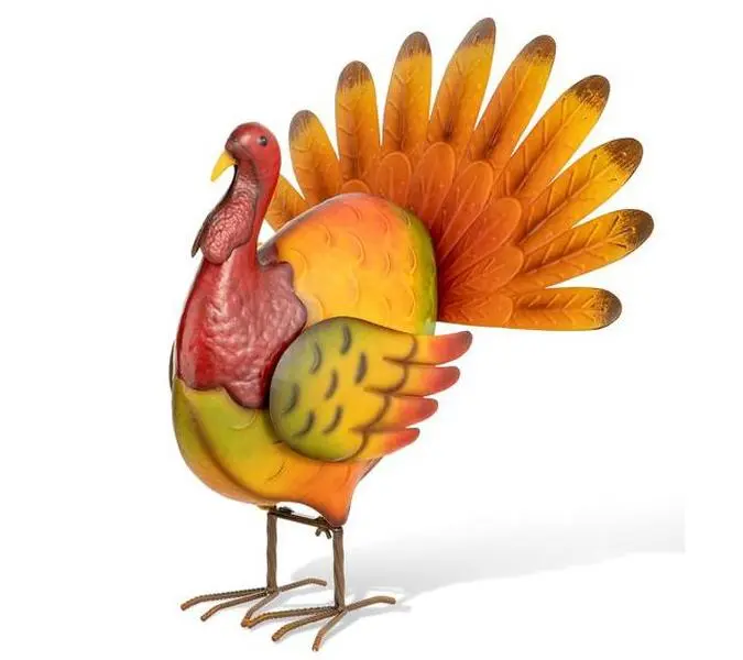 Glitzhome 21.5"H Thanksgiving Metal Turkey Porch Decor