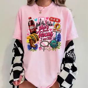 Comfort Colors She's From Texas I Can Tell Shirt, She is From Texas, Girly Western Texas Shirt, Bluebonnet Cowboy Boots Collage Graphic Tee