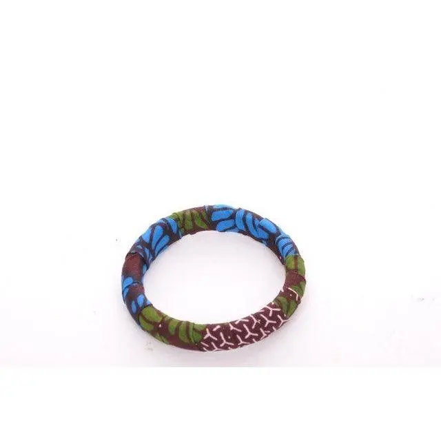 Blue Green African Print Bangle-DPBG3103A
